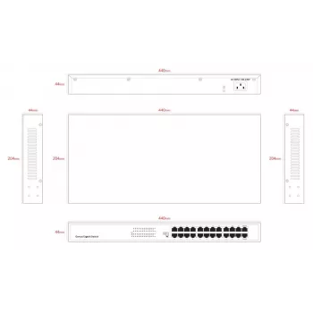 Haldamata kommutaator Lanview LVN-1UMOUNT-24PORT-1G 24-pordine Gigabit Etherneti kommutaator, 1U paigaldus