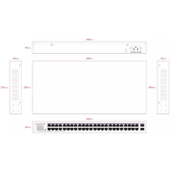 Lanview haldamata kommutaator LVN-1UMOUNT-48PORT-2SFP-1G — 48x RJ45 1G porti, 2x SFP üleslingi