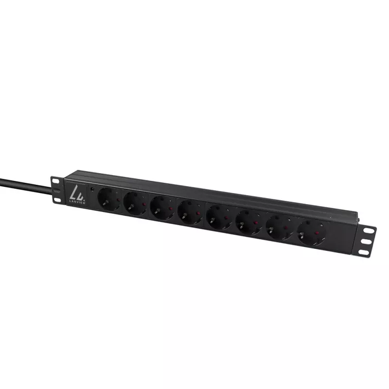 Lanview LVR-2MSCH-LIC-SCH8 toitejaotusseade (PDU) 8 vahelduvvoolupistikupesa 1U must