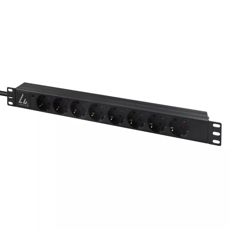 Lanview LVR-3MIEC-LIC-SCH8 toitejaotusseade (PDU) 8 vahelduvvoolupistikut 1U Must
