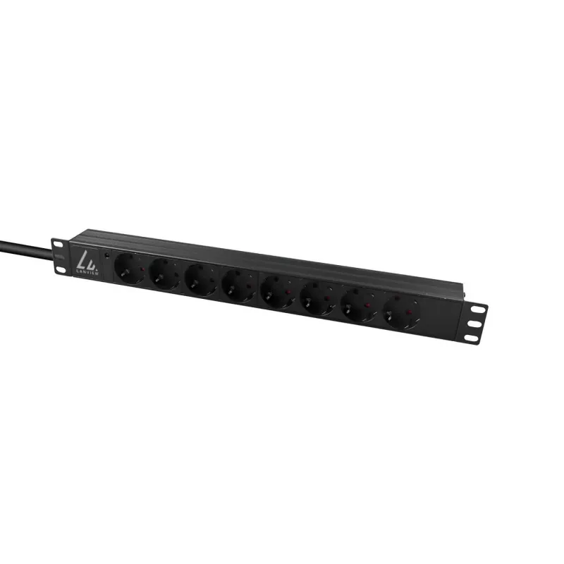 Lanview LVR-3MSCH-LIC-SCH8 toitejaotusseade (PDU) 8 vahelduvvoolupistikut 1U must