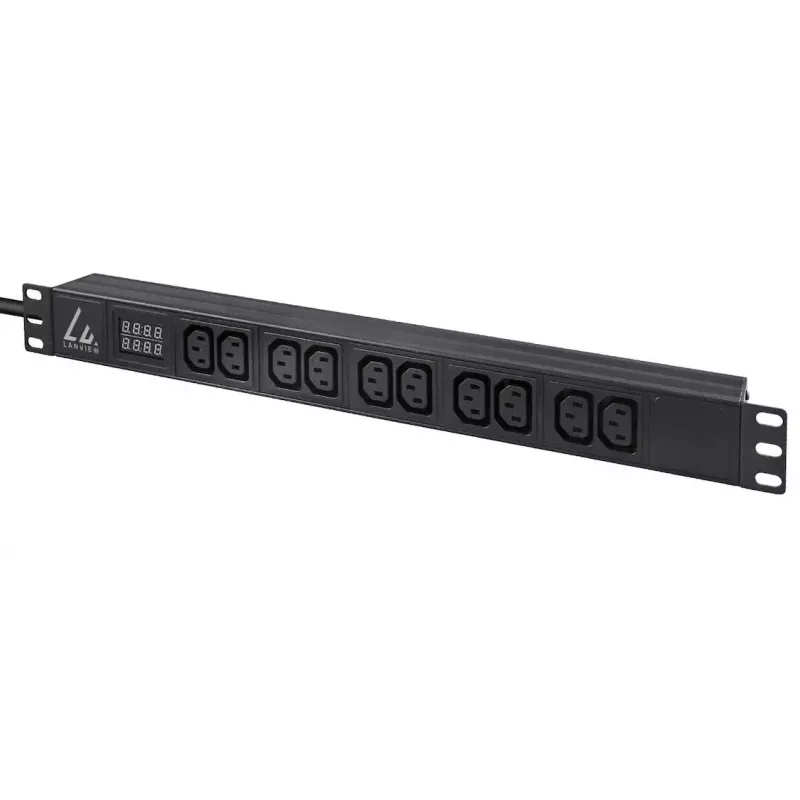 Lanview LVR-3MIEC-AMP-10C13 toitejaotusseade (PDU) 10 vahelduvvoolupistikut 1U Must
