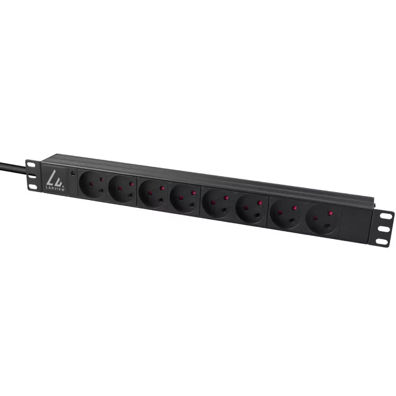 Lanview LVR-2MDK-LIC-DK8 toitejaotusseade (PDU) 8 vahelduvvoolu pistikupesa 1U Must