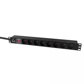 Lanview LVR-2MSCH-SW-C13-8 toitejaotusseade (PDU) 8 vahelduvvoolu pistikupesa 1U Must