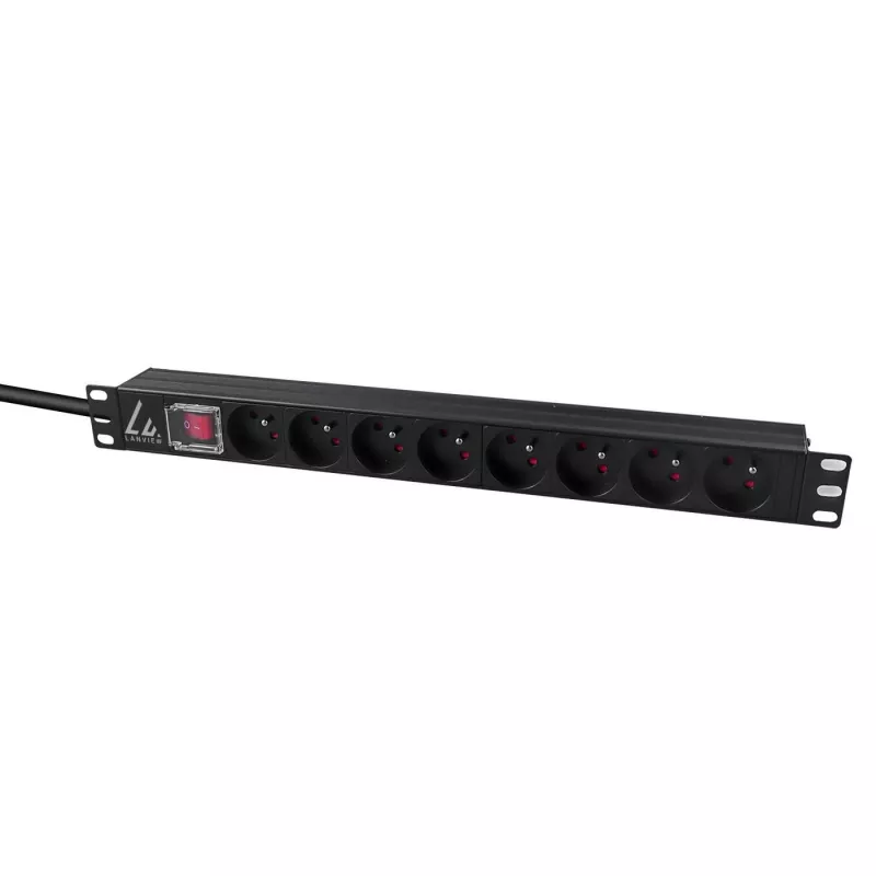 Lanview LVR-2MSCH-SW-C13-8 toitejaotusseade (PDU) 8 vahelduvvoolu pistikupesa 1U Must