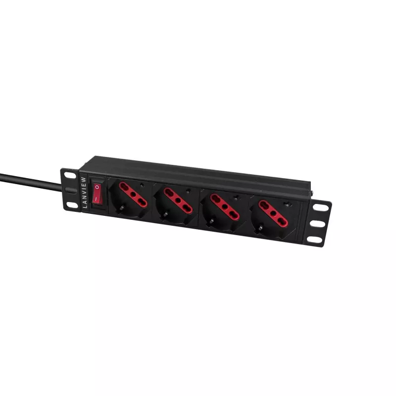 Toitejaotusseade Lanview LVR-2MIT-SW-IT4 1U Must 2 m kaabel