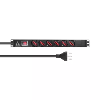 Toitejaotusseade Lanview LVR-2MIT-SW-IT6 1U Must 2m kaabel