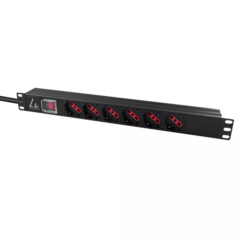 Toitejaotusseade Lanview LVR-2MIT-SW-IT6 1U Must 2m kaabel