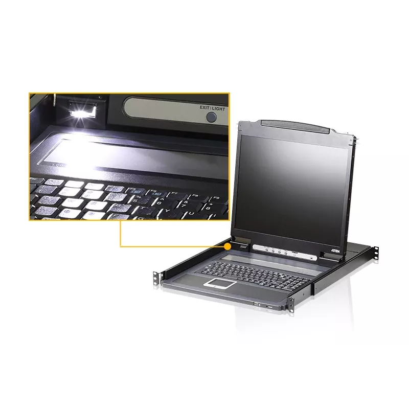 Rack-konsool 19 tolli ATEN CL3000N, 48,3 cm LCD 1280×1024, VGA, USB/PS/2 klaviatuur ja hiir, 1U, alumiinium must