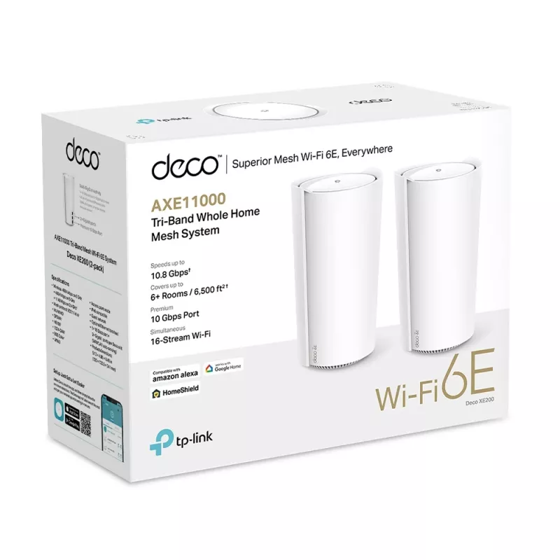 TP-Link AXE11000 kogu kodu Mesh Wi-Fi 6E süsteem, Valge, Sisemine, Mesh-süsteem, 600 m², Kolmeribaline (2,4 GHz / 5 GHz / 6 GHz), Wi-Fi 6E (802.11ax)