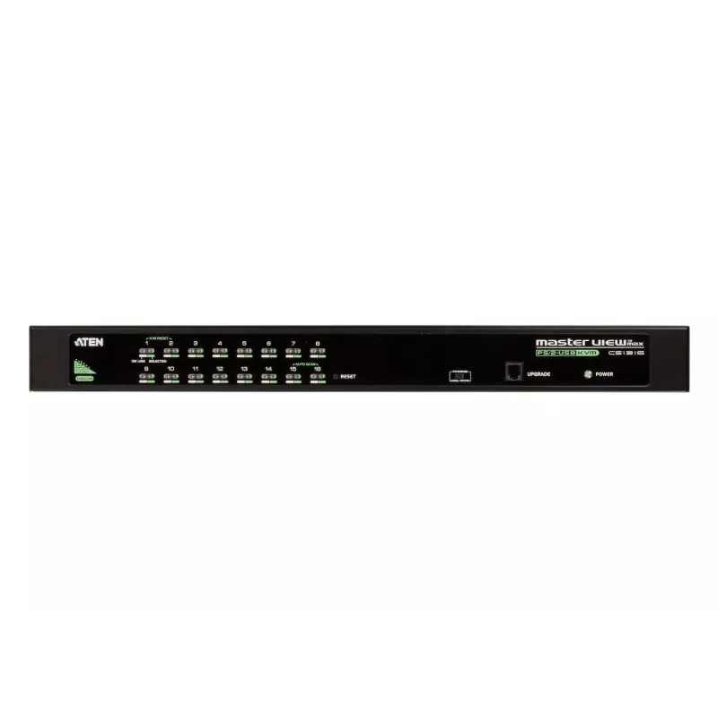 ATEN 16-pordiline USB - PS/2 VGA KVM-lüliti, 2048 x 1536 pikslit, QXGA, rackile paigaldatav, 6,5 W, 1U, must