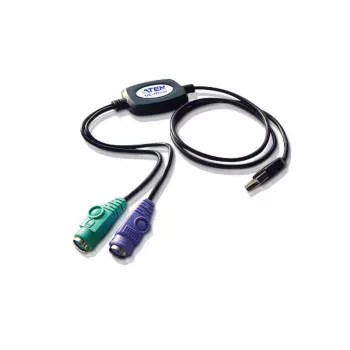 ATEN PS/2 USB-adapter, 0,9 m, 2x 6-contact Mini-DIN, USB A, isane, emane, must