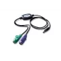 ATEN PS/2 USB-adapter, 0,9 m, 2x 6-contact Mini-DIN, USB A, isane, emane, must