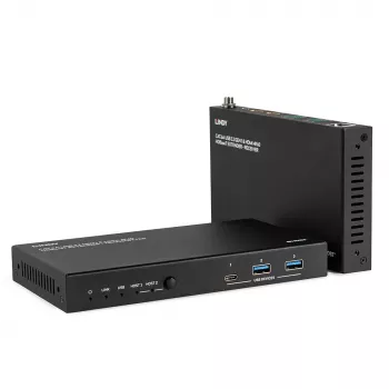 Võrgu saatja ja vastuvõtja Lindy 100m Cat.6A 2 Host USB 3.2 Gen 1 & HDMI 4K60