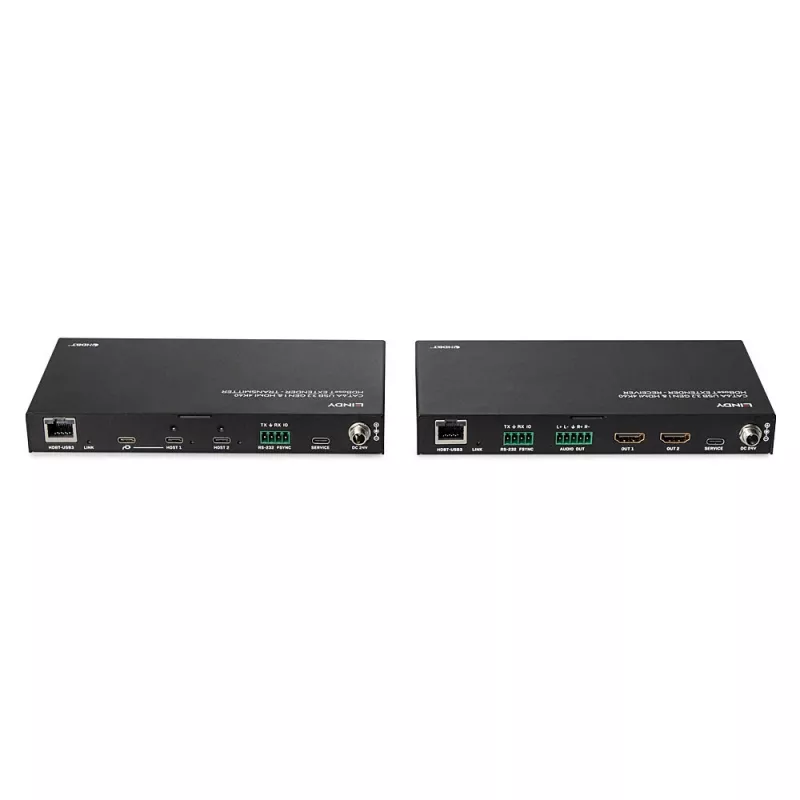 Võrgu saatja ja vastuvõtja Lindy 100m Cat.6A 2 Host USB 3.2 Gen 1 & HDMI 4K60