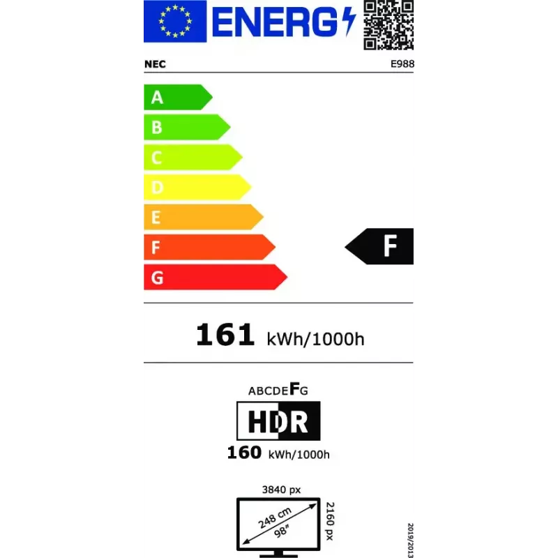 NEC MultiSync E988 Digitaalse infotahvli lameekraan 2.48 m (97.5 tolli) LCD 350 cd/m² 4K Ultra HD Must 24/7