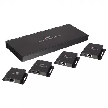 Saatja ja vastuvõtja Lindy 70m Cat.6 4 pordiga HDMI 4K30 ja IR jaoturipikendus koos läbiva väljundiga