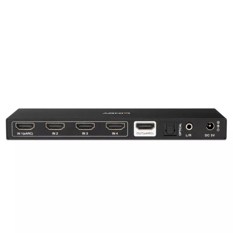 Lindy 4-pordiline HDMI 8K60 lüliti eARC-iga HDMI USB A USB C