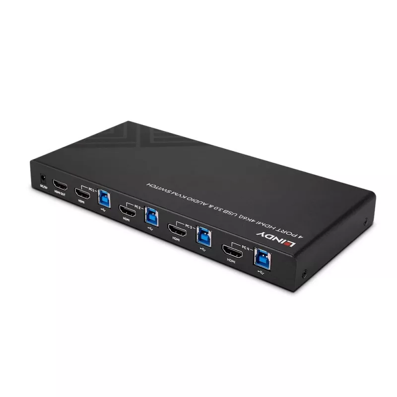 Lindy 4-pordiline HDMI 4K60, USB 3.0 ja heli KVM-lüliti
