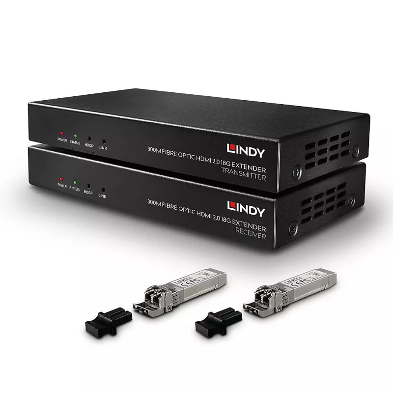 AV-saatja ja -vastuvõtja Lindy 300m Fiiberoptiline HDMI 18G ja IR-pikendaja
