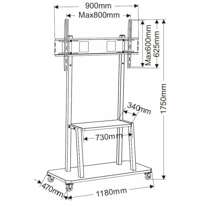 Vivolink VLFS4290 monitor mount / stand 2.54 m (100 inch) Floor Must