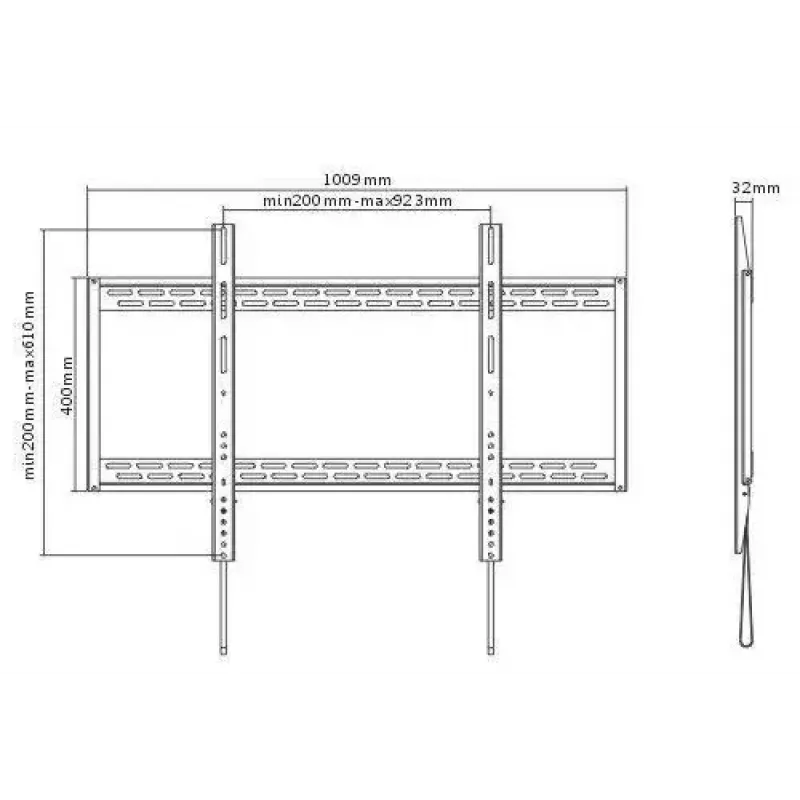 Vivolink VLMW60100 TV alus/statiiv 2,54 m (100 tolli) Must