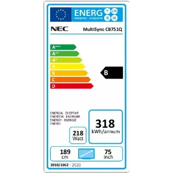 NEC CB751Q Interaktiivne lamepaneel 190,5 cm (75 tolli) LED 350 cd/m² 4K Ultra HD Must Puuteekraan 12/7