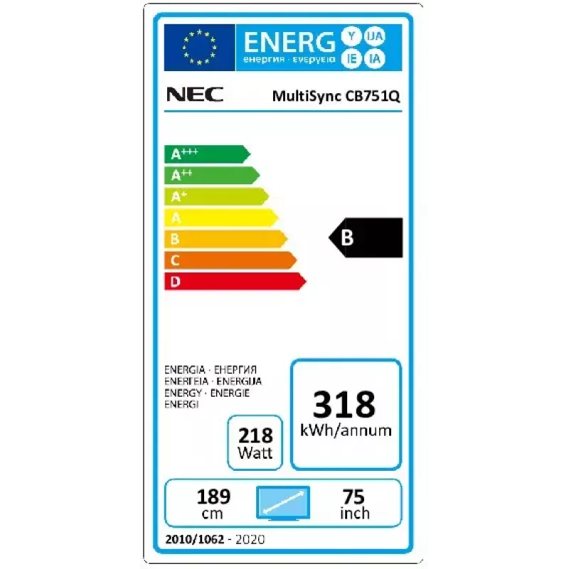NEC CB751Q Interaktiivne lamepaneel 190,5 cm (75 tolli) LED 350 cd/m² 4K Ultra HD Must Puuteekraan 12/7