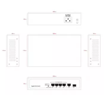 Võrgulüliti Ernitec ELECTRA-U04-1GB-60W 4 porti 1GB 60W