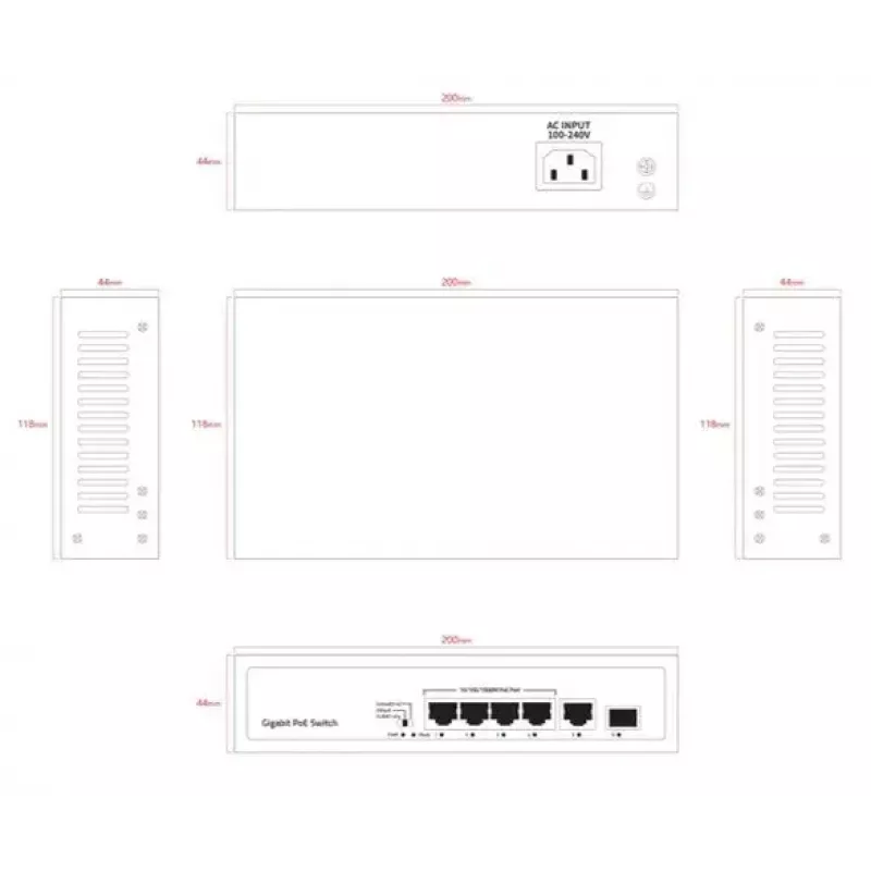 Võrgulüliti Ernitec ELECTRA-U04-1GB-60W 4 porti 1GB 60W