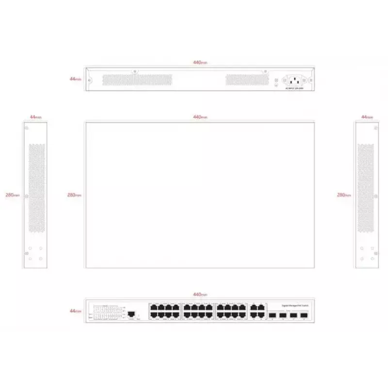 Võrgukommutaator Ernitec ELECTRA-M224-1GB-370W 24 Porti 1GB