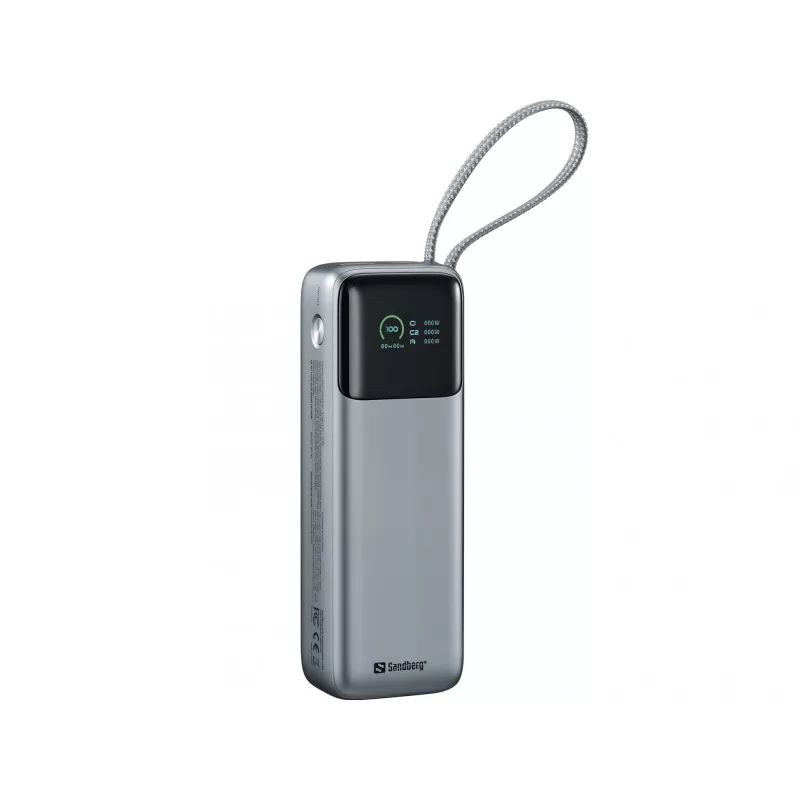 Kaasaskantav akupank SANDBERG All-in1 Powerbank 20000 PD 130W — 20000 mAh, LiPo, USB-A 1x, USB-C 1x, 130 W, must/hall