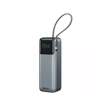 Akupank SANDBERG All-in1 Powerbank 27000 PD 240W — 27000 mAh LiPo, 240 W väljund, 1× USB-A, 1× USB-C, 3,6 V — must/hall