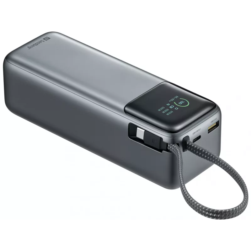 Akupank SANDBERG All-in1 Powerbank 27000 PD 240W — 27000 mAh LiPo, 240 W väljund, 1× USB-A, 1× USB-C, 3,6 V — must/hall