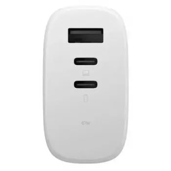 Fast GaN laadija Native Union Fast Gan Charger Pd 67W valge rahvusvaheline 2C1A USB‑C 2 porti 67W AC 100–240V kaitse ülevoolu ülepinge ülekuumenemise eest