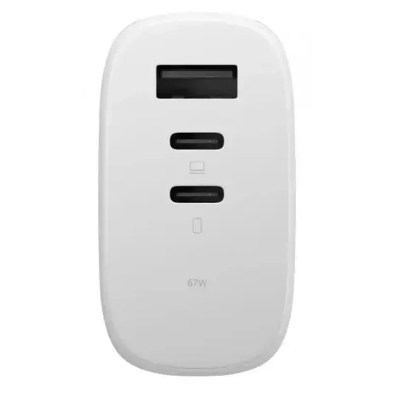 Fast GaN laadija Native Union Fast Gan Charger Pd 67W valge rahvusvaheline 2C1A USB‑C 2 porti 67W AC 100–240V kaitse ülevoolu ülepinge ülekuumenemise eest