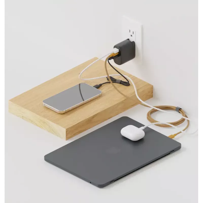 Fast GaN laadija Native Union Fast Gan Charger Pd 67W valge rahvusvaheline 2C1A USB‑C 2 porti 67W AC 100–240V kaitse ülevoolu ülepinge ülekuumenemise eest