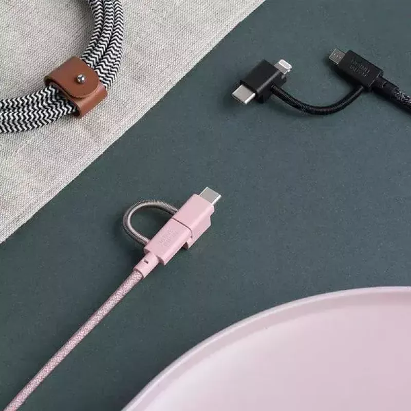 USB 2.0 andmekaabel Native Union BELT-ULC-ZEB-NP 2 m USB A to USB‑C / Micro‑USB B / Lightning Must Valge