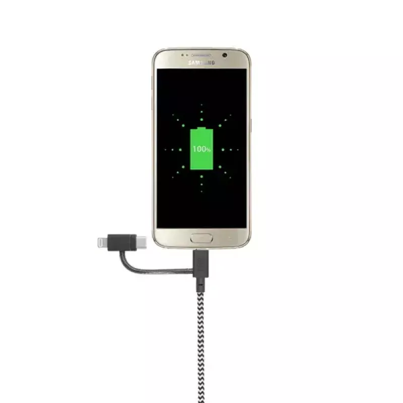 USB 2.0 andmekaabel Native Union BELT-ULC-ZEB-NP 2 m USB A to USB‑C / Micro‑USB B / Lightning Must Valge
