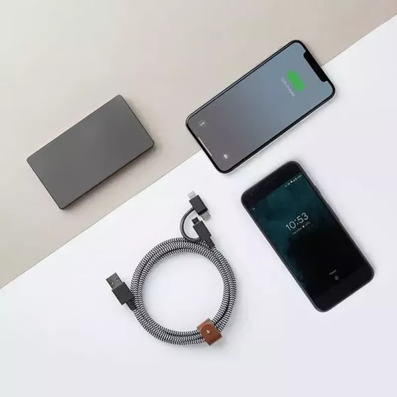 USB 2.0 andmekaabel Native Union BELT-ULC-ZEB-NP 2 m USB A to USB‑C / Micro‑USB B / Lightning Must Valge
