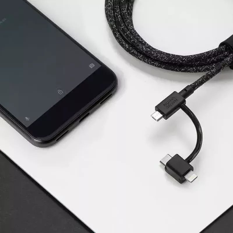 USB 2.0 andmekaabel Native Union BELT-ULC-ZEB-NP 2 m USB A to USB‑C / Micro‑USB B / Lightning Must Valge