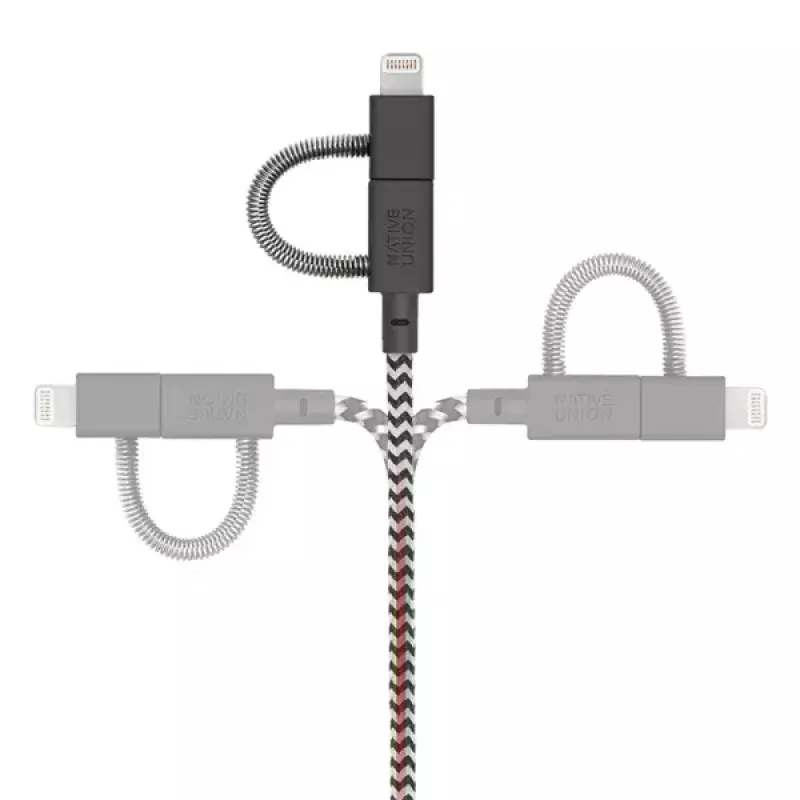 USB 2.0 andmekaabel Native Union BELT-ULC-ZEB-NP 2 m USB A to USB‑C / Micro‑USB B / Lightning Must Valge