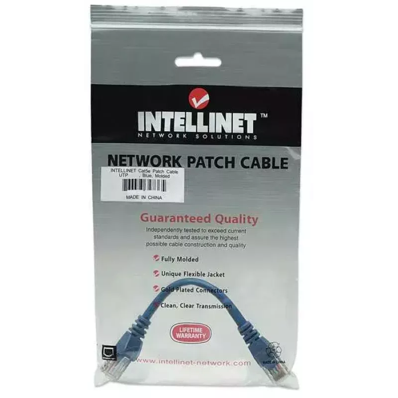Intellinet võrgukaabel, Cat5e, 0,5 m, sinine, CCA, U/UTP, PVC, RJ45, kullatud kontaktid, haakumisvaba, kaitsemuhviga, eluaegne garantii
