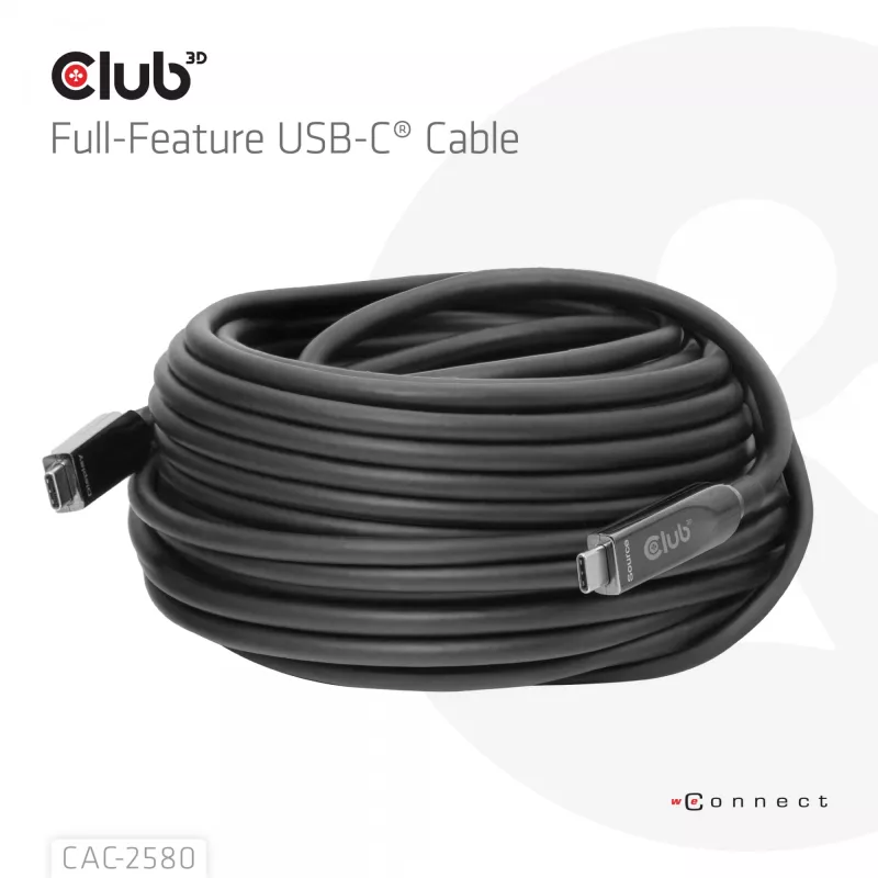 CLUB3D 15M Full-Feature USB-C® kaabel / 49,21 jalga 8K60Hz 10Gbps 60W
