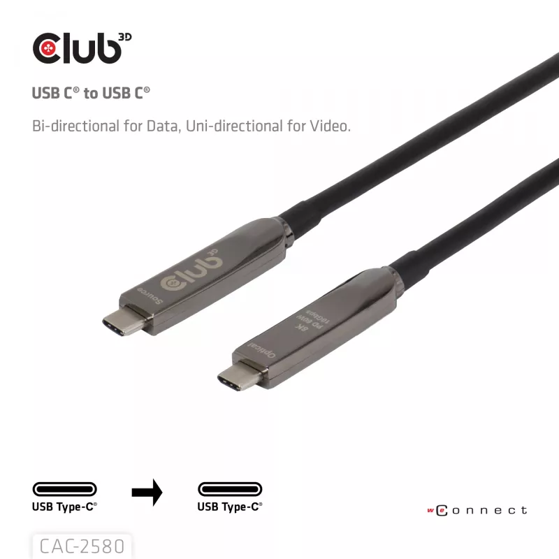 CLUB3D 15M Full-Feature USB-C® kaabel / 49,21 jalga 8K60Hz 10Gbps 60W