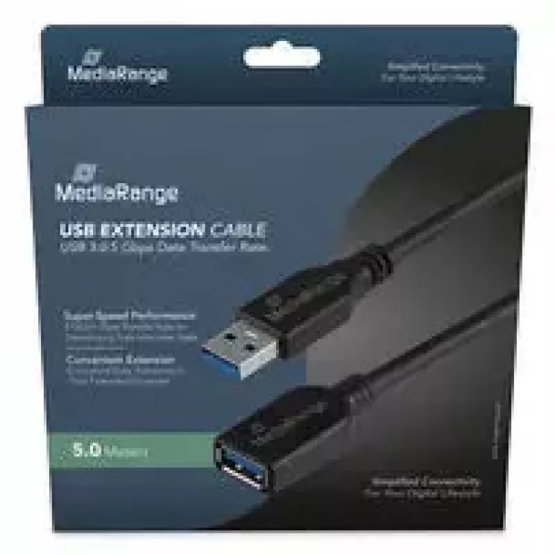 USB-A – USB-A kaabel MediaRange MRCS241 USB 3.2 Gen 1 (5 Gbit/s) 5 m Must