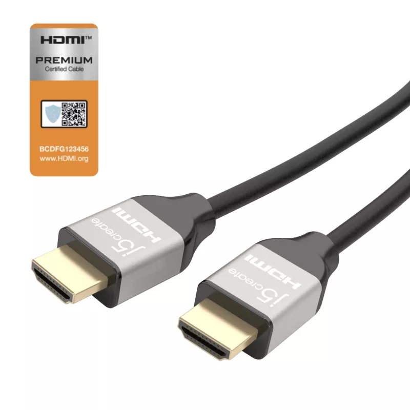 j5create JDC52 Ultra HD 4K HDMI™ kaabel, must ja hall, 2 m