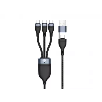 Conceptronic ETTA06B15C 3-ühes 100W kiirlaadimisandmekaabel 1,5M, kolmekordne USB-C, USB 2.0, E-Mark