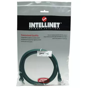 Intellinet võrguparanduskaabel, Cat5e, 5 m, roheline, CCA, U/UTP, PVC, RJ45, kullatud kontaktid, takistusvastane, kaitsesukaga, eluaegne garantii
