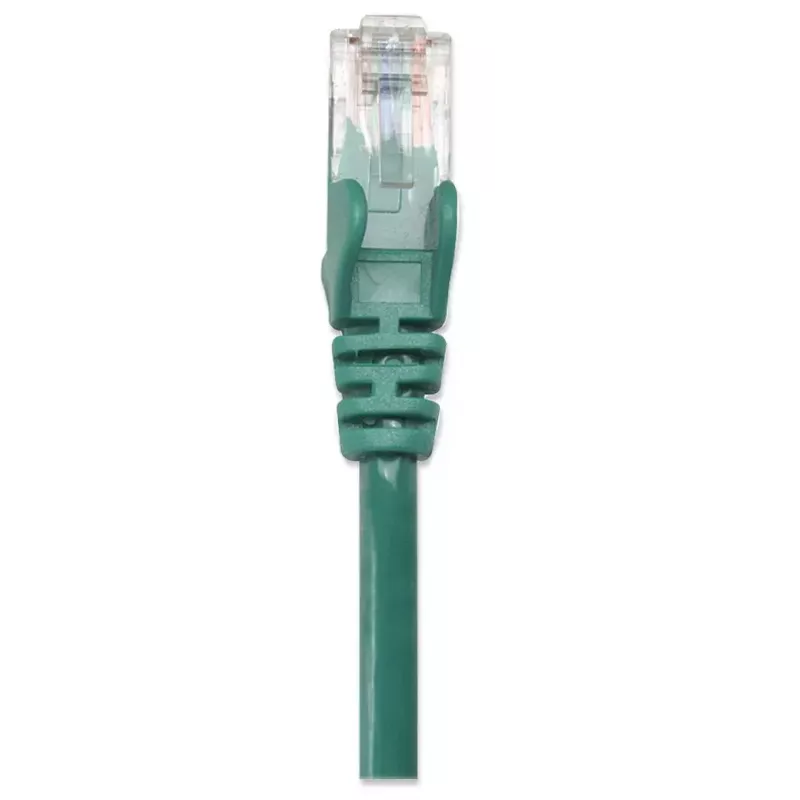 Intellinet võrguparanduskaabel, Cat5e, 5 m, roheline, CCA, U/UTP, PVC, RJ45, kullatud kontaktid, takistusvastane, kaitsesukaga, eluaegne garantii